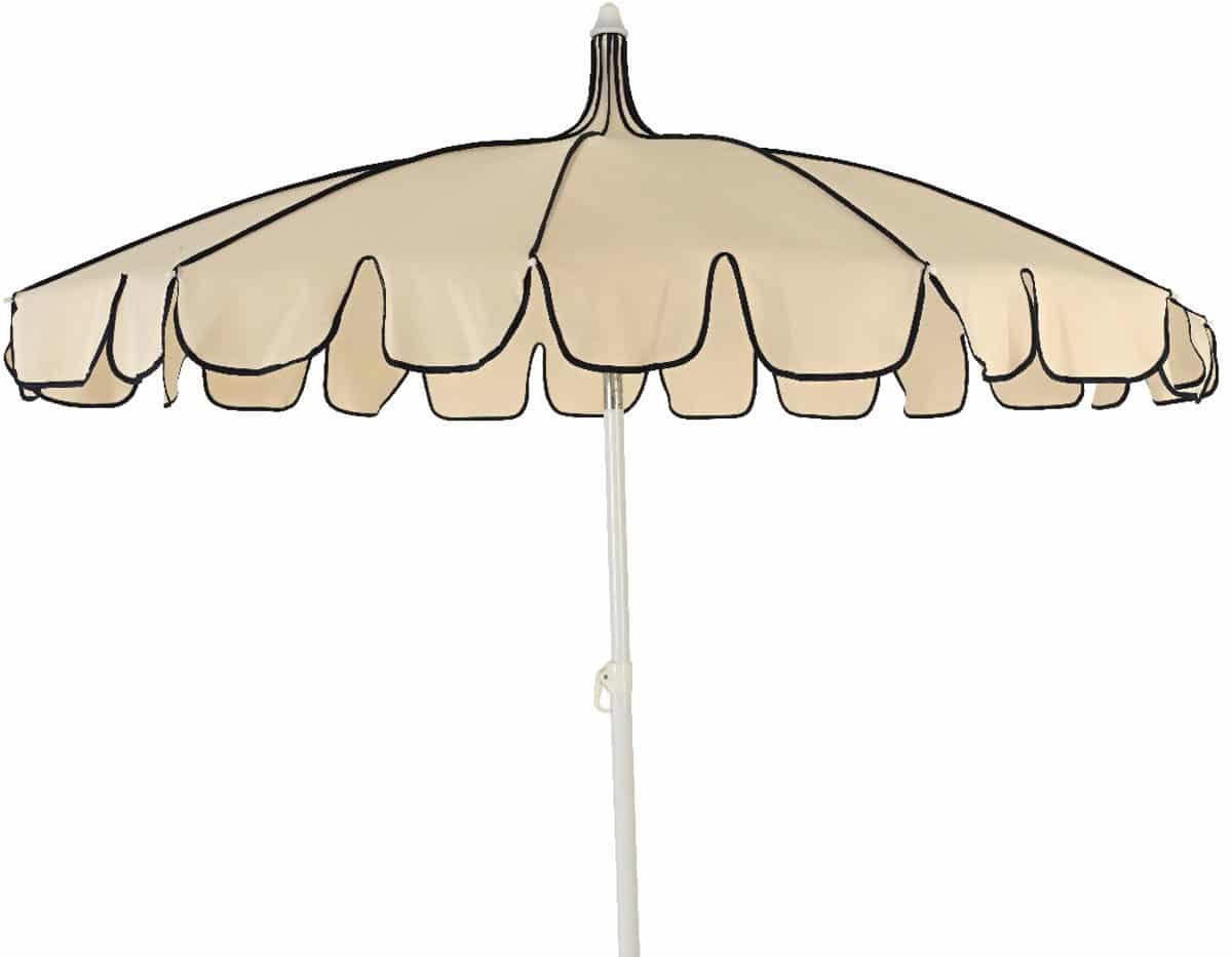 strandparasol stokparasol volant creme/blauw decoris