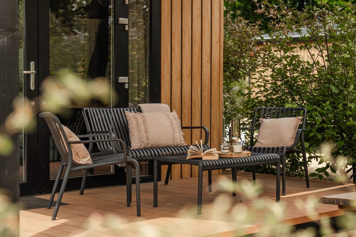 stripe stoel bank loungeset antraciet 4 delig