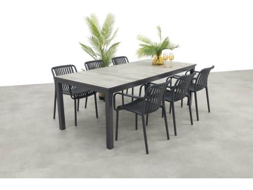 Stripe/Hartman Comino stapelbare tuinset (7-delig) - 223x105 cm.