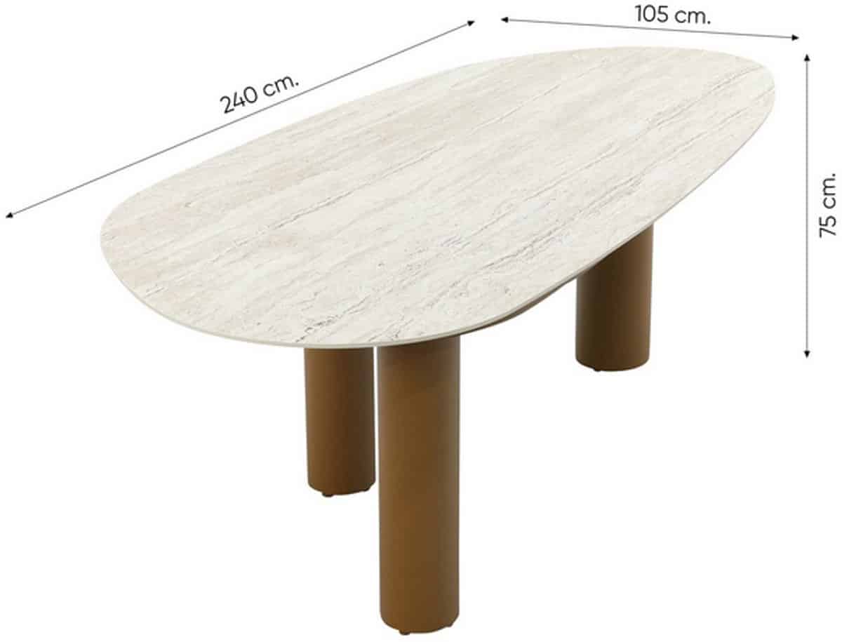 taste estate dining tafel amber keramiek mango shape 240×105