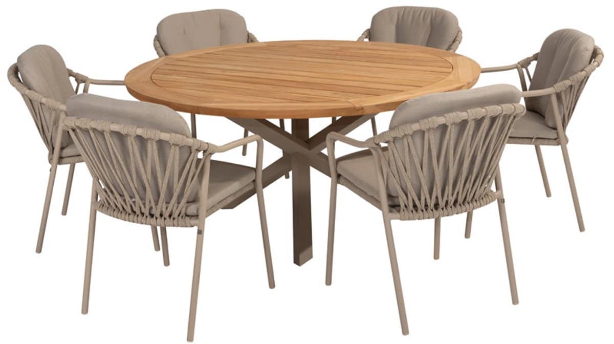 taste manitoba diningset met prado tafel latte teak rond