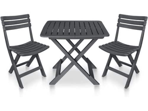 Terrasmeubelen, tuinbank, meubelsets, lounge-set, 3-delig, bistroset, inklapbaar, kunststof, antraciet