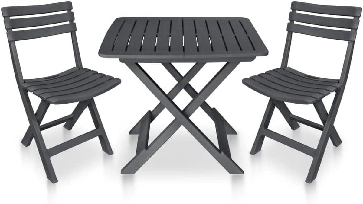 terrasmeubelen, tuinbank, meubelsets, lounge set, 3 delig, bistroset, inklapbaar, kunststof, antraciet
