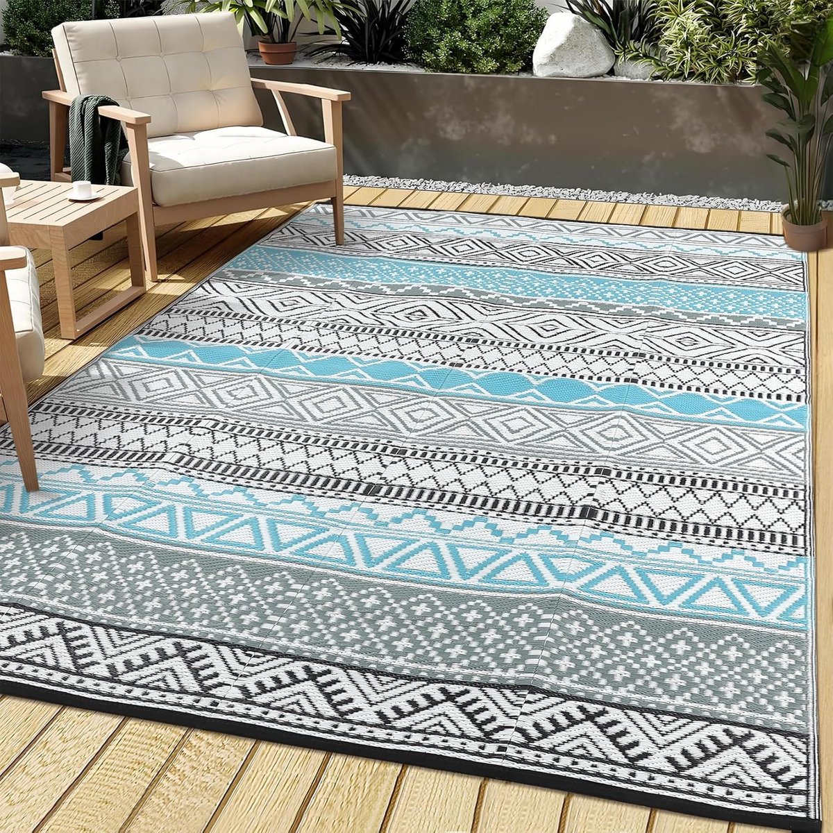 terrastapijt waterdicht omkeerbaar boho geometrisch buitentapijt voor terras