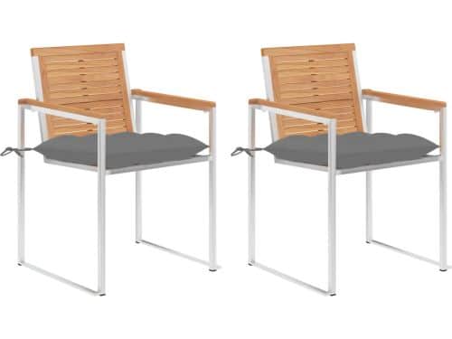 The Living Store Buitenstoelen Teak - Tuinmeubelen - 60x56x85 cm