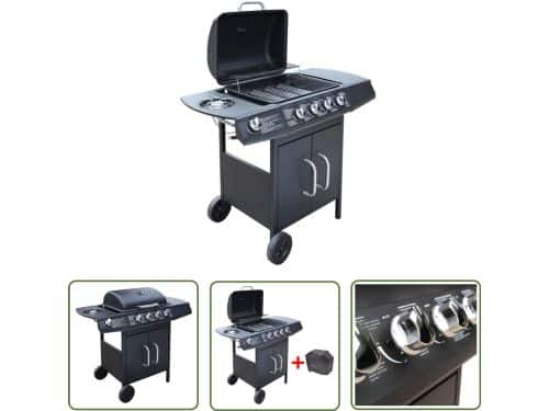 The Living Store Gasbarbecue 4+1 kookzone zwart - Gasbarbecue