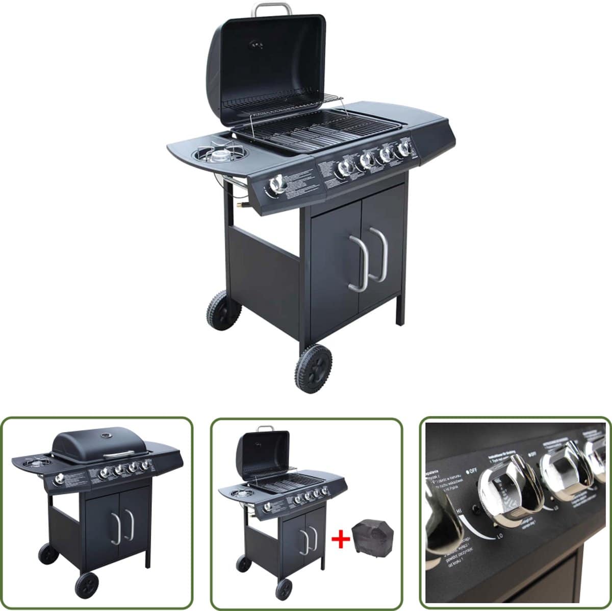 the living store gasbarbecue 4+1 kookzone zwart gasbarbecue