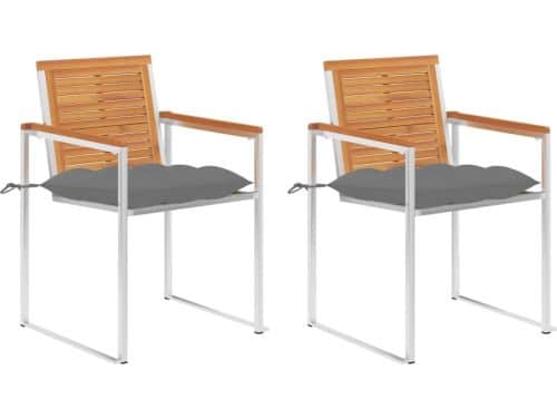 The Living Store Houten Buitenstoelen - Massief Acaciahout - Roestvrij