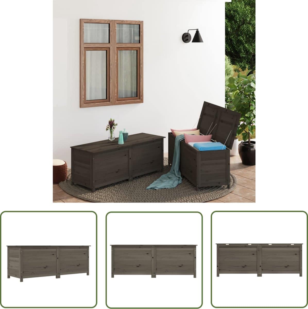 the living store houten kussenbox 150x50x56 cm massief