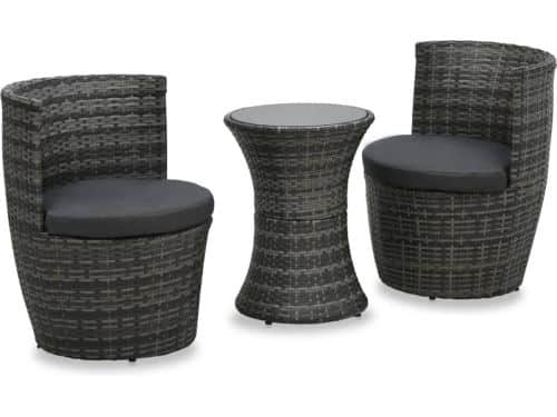 The Living Store Rattan Bistroset - Grijs - 2 Stoelen