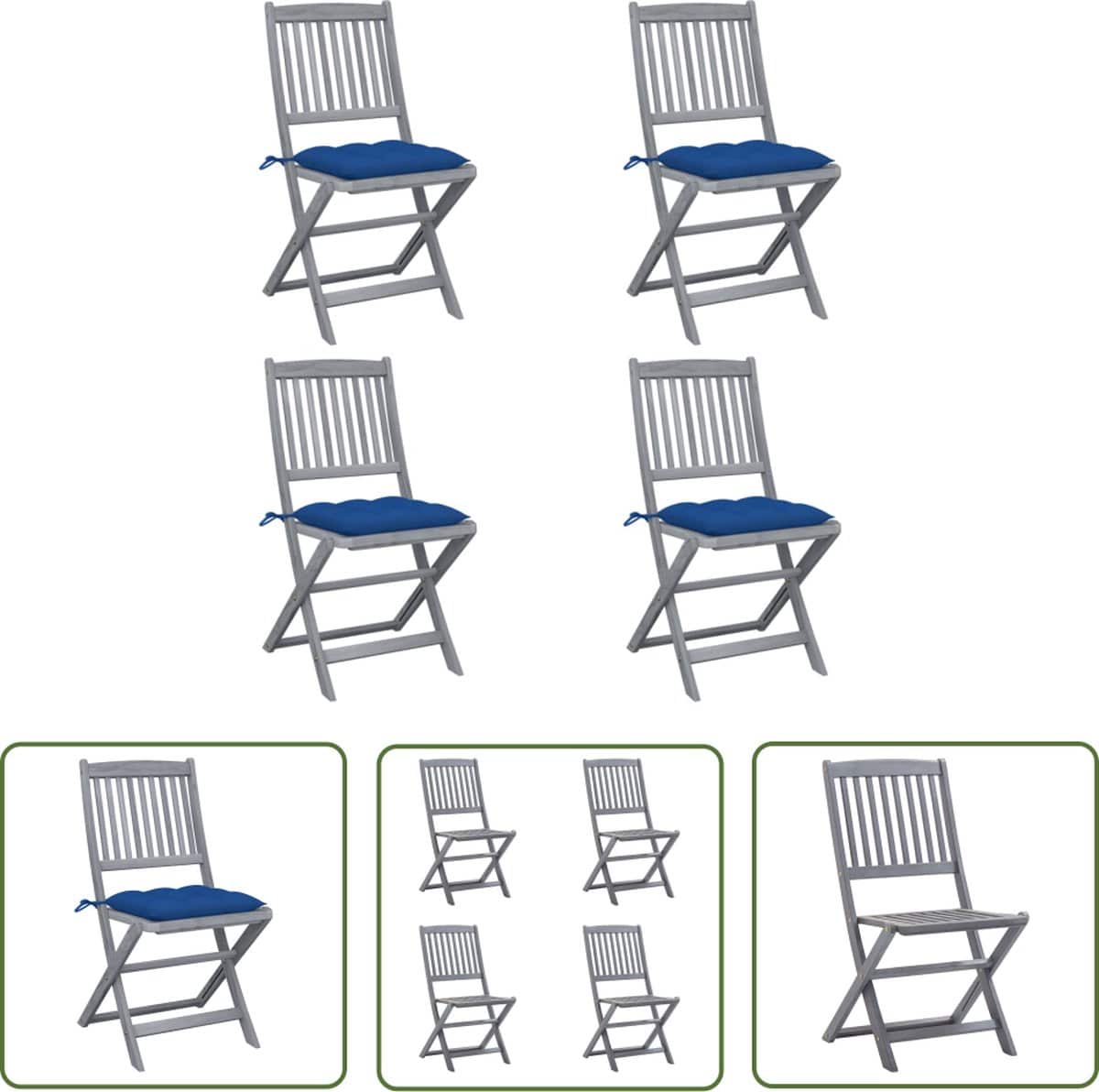 the living store tuinstoelen 4 st inklapbaar met kussens massief