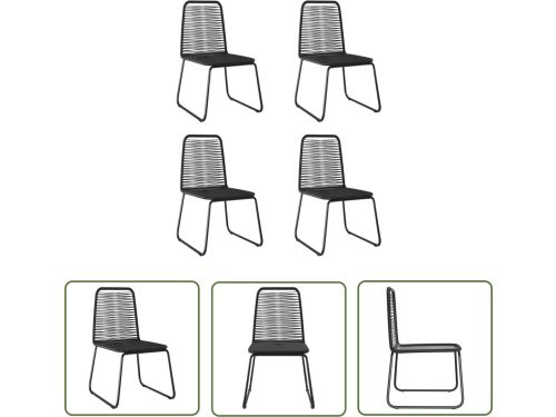 The Living Store Tuinstoelen 4 st poly rattan zwart