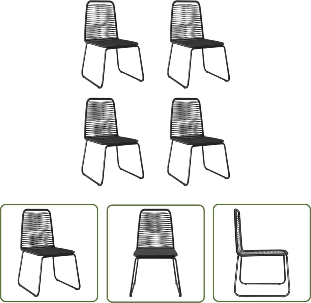the living store tuinstoelen 4 st poly rattan zwart