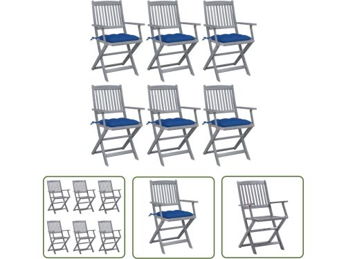 The Living Store Tuinstoelen 6 st inklapbaar met kussens massief