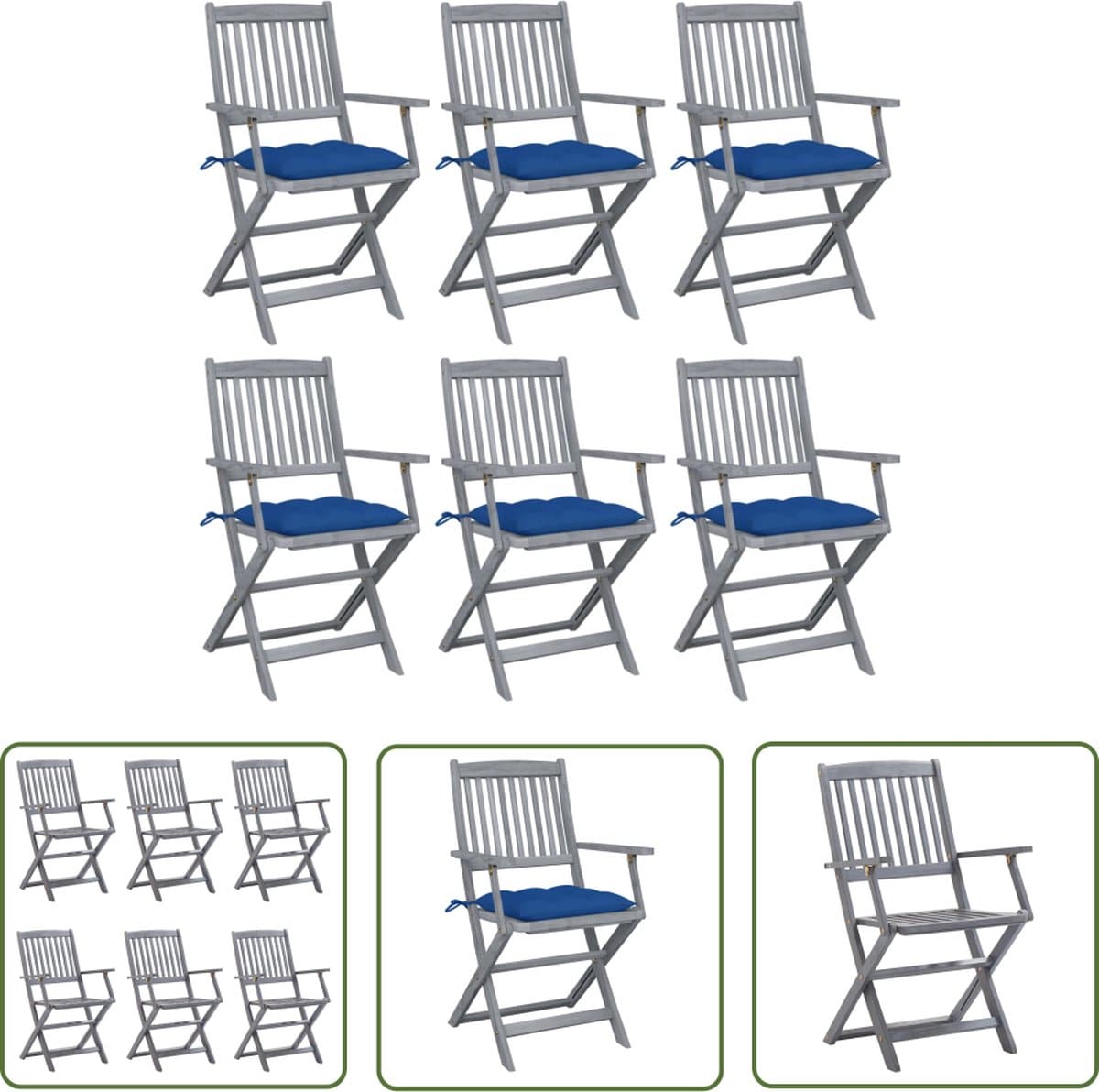 the living store tuinstoelen 6 st inklapbaar met kussens massief