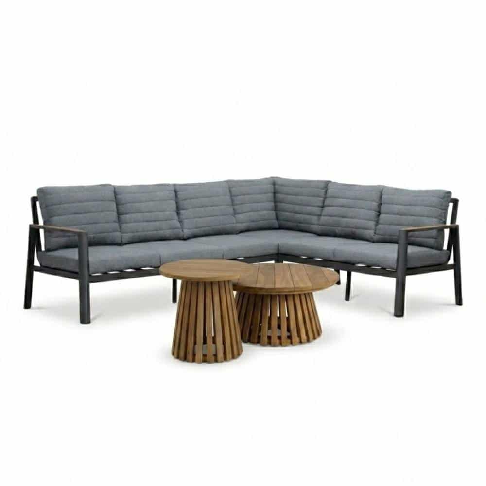 tokyo/palau hoek loungeset 6 personen | aluminium + polywood | antraciet | 5 delig 264x204cm