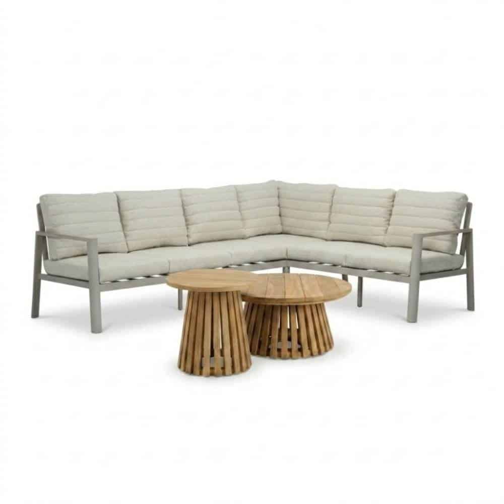 tokyo/palau hoek loungeset 6 personen | aluminium + polywood | beige | 5 delig 264x204cm