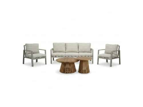 Tokyo/Palau stoel-bank loungeset 5 personen | aluminium + polywood | antraciet | 5-delig