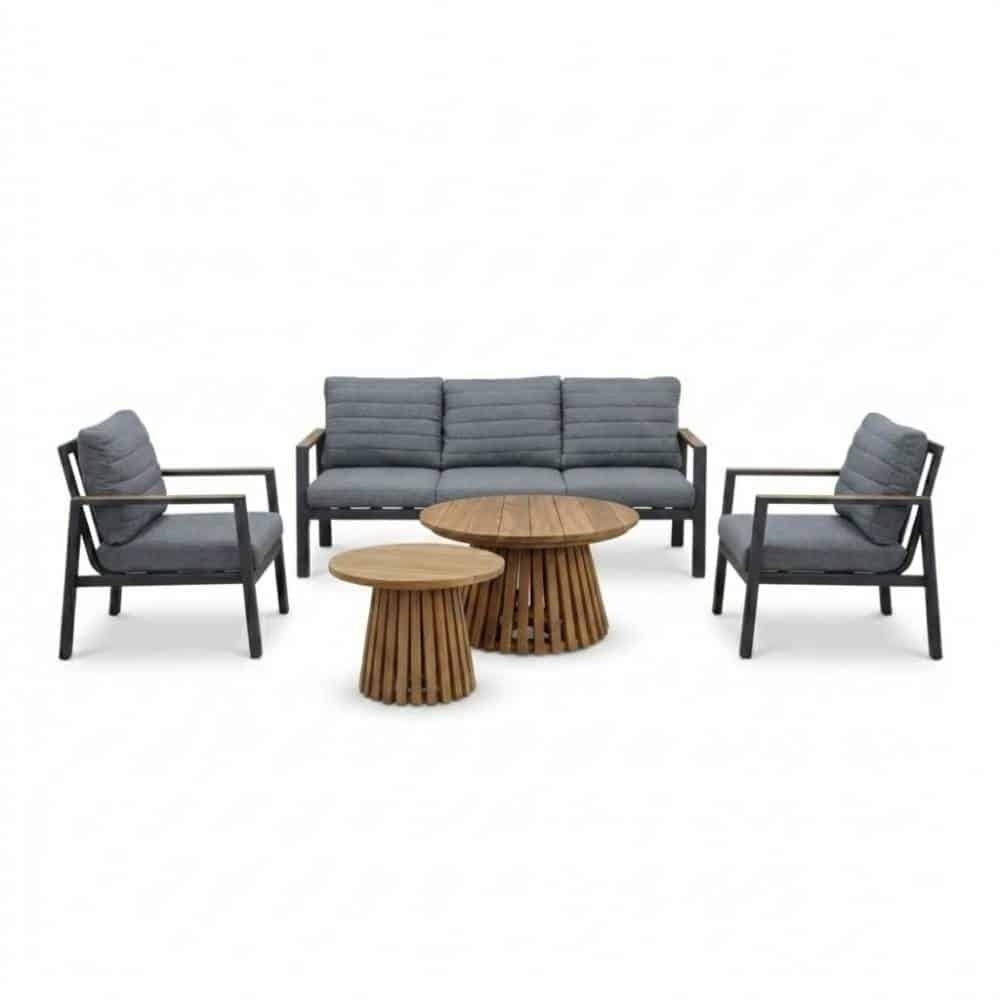 tokyo/palau stoel bank loungeset 5 personen | aluminium + polywood | beige | 5 delig