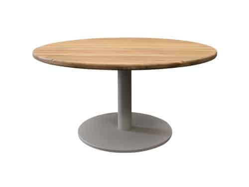 Torino low dining tuintafel teakblad 140 cm rond H71 cm latte