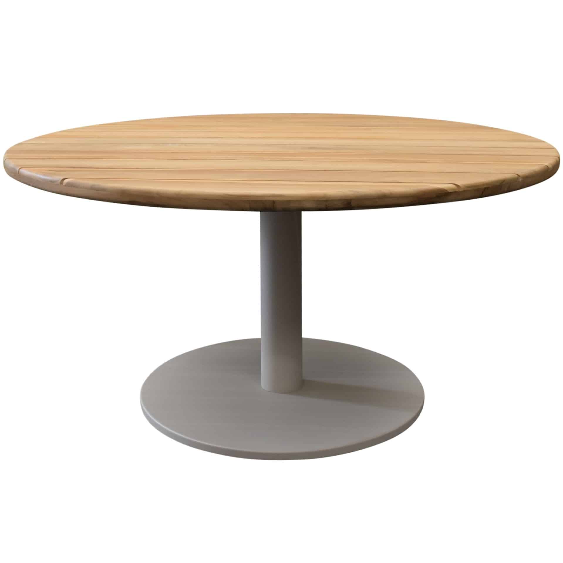 torino low dining tuintafel teakblad 140 cm rond h71 cm latte
