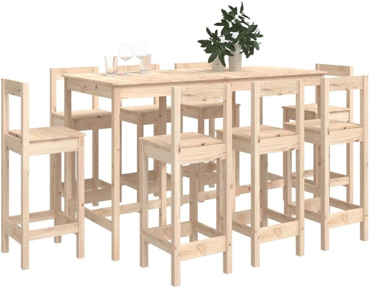 tuin barset 9 delig van massief grenenhout rustieke houten bartafel