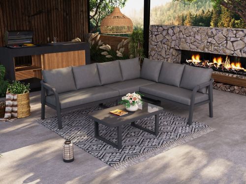 Tuin Loungeset Hoek - 6 Personen - Grijs - Verzinkt