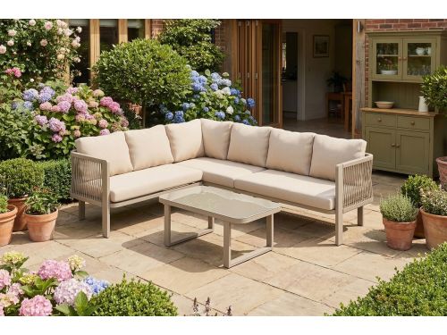 Tuin Loungeset Hoek - 6 Personen - Khaki - Verzinkt
