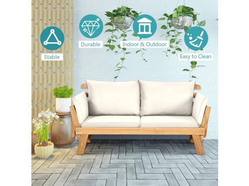 Tuinbank 2-zits & Ligbed 3-in-1 155x75x75 cm met Kussens