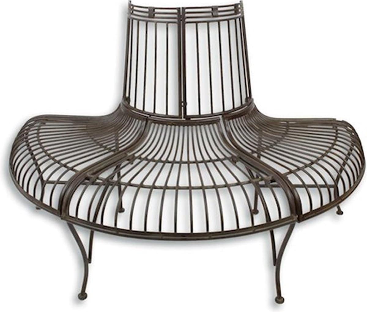 tuinbank, boombank a brown demi round iron tree bench hoogte: