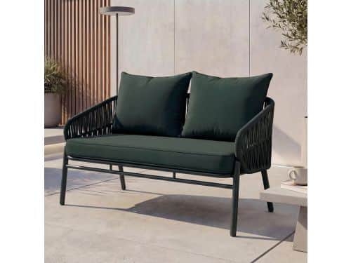 Tuinbank Outdoor Aluminium met Rope Design 2-Zits Groen