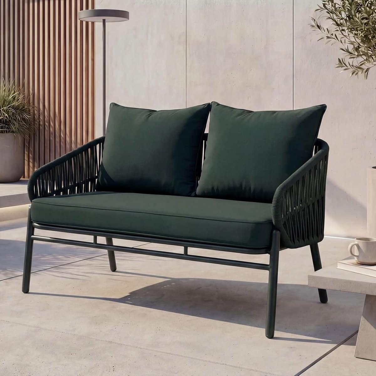 tuinbank outdoor aluminium met rope design 2 zits groen