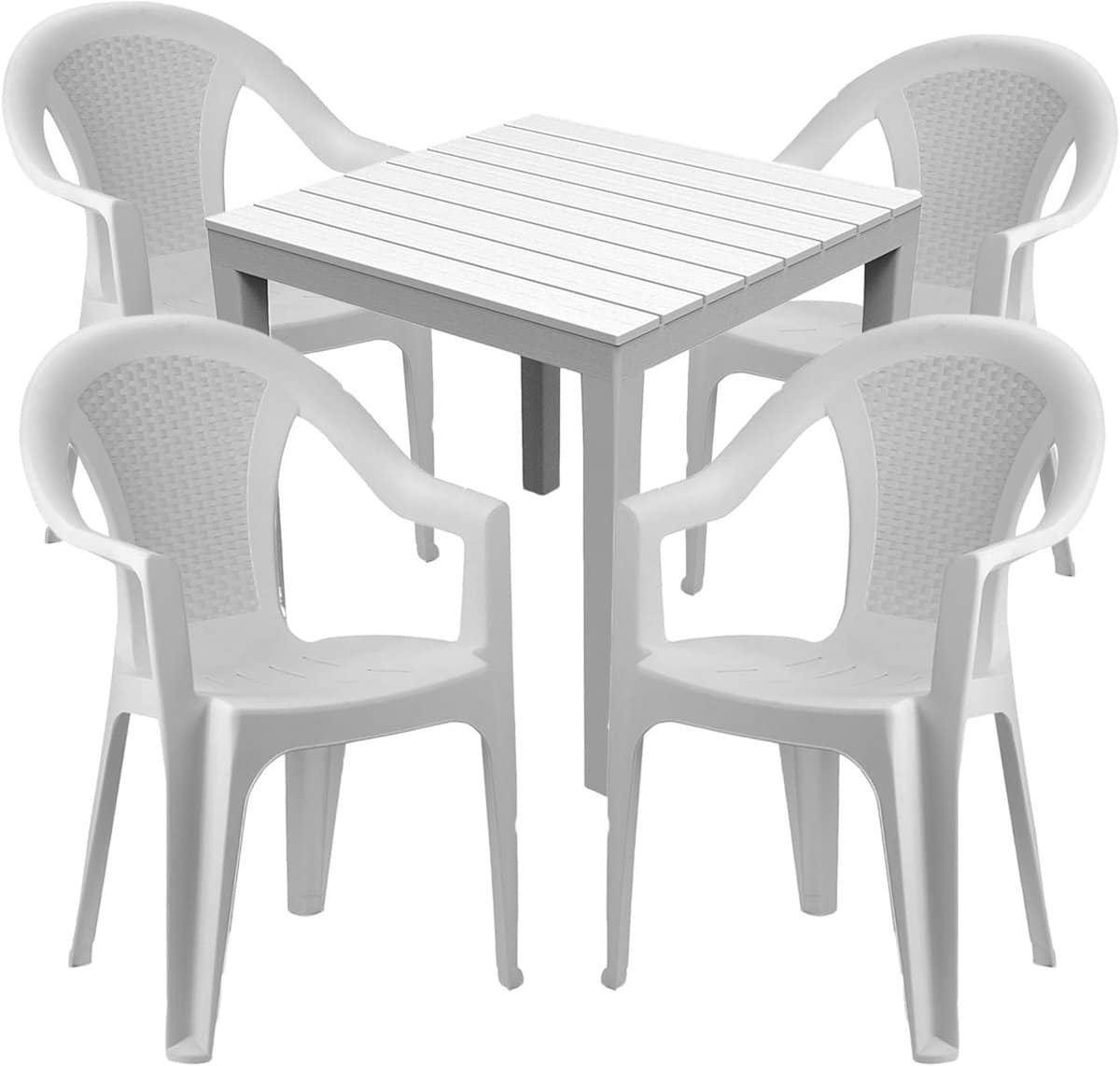 tuingarnituur 5 delig bistrotafel stoelen buiten dineren stapelbare