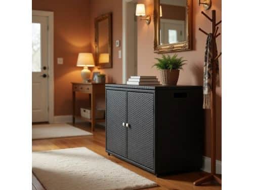 Tuinkast Zwart 110x55x60,5 cm - Opbergkast Buiten Poly Rattan