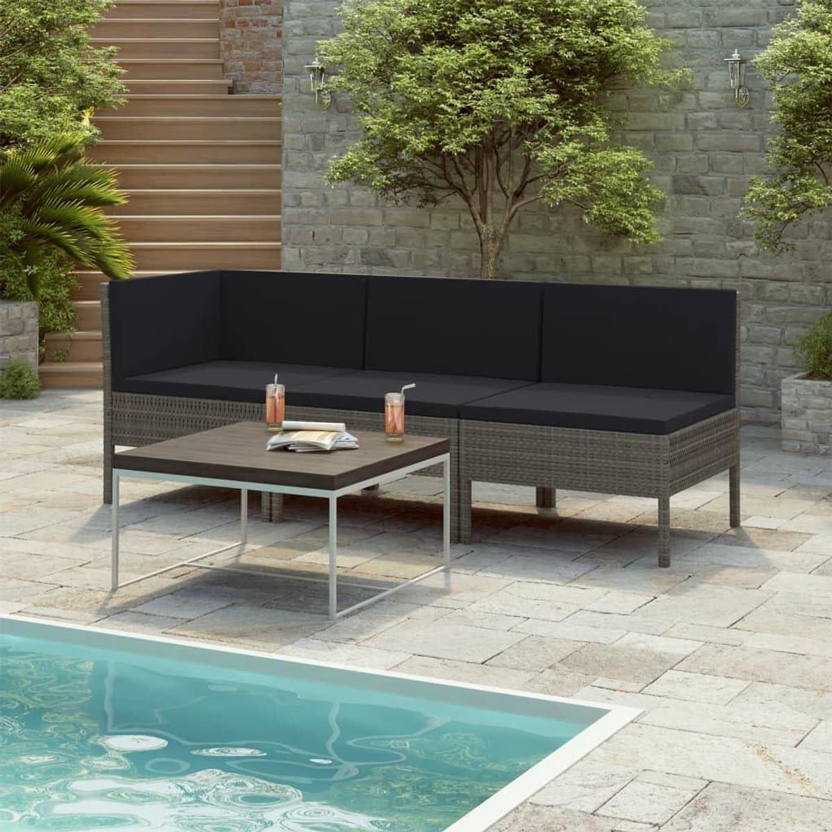tuinloungeset 3 delig balkonset outdoor ontspannen zomeravonden weerbestendig