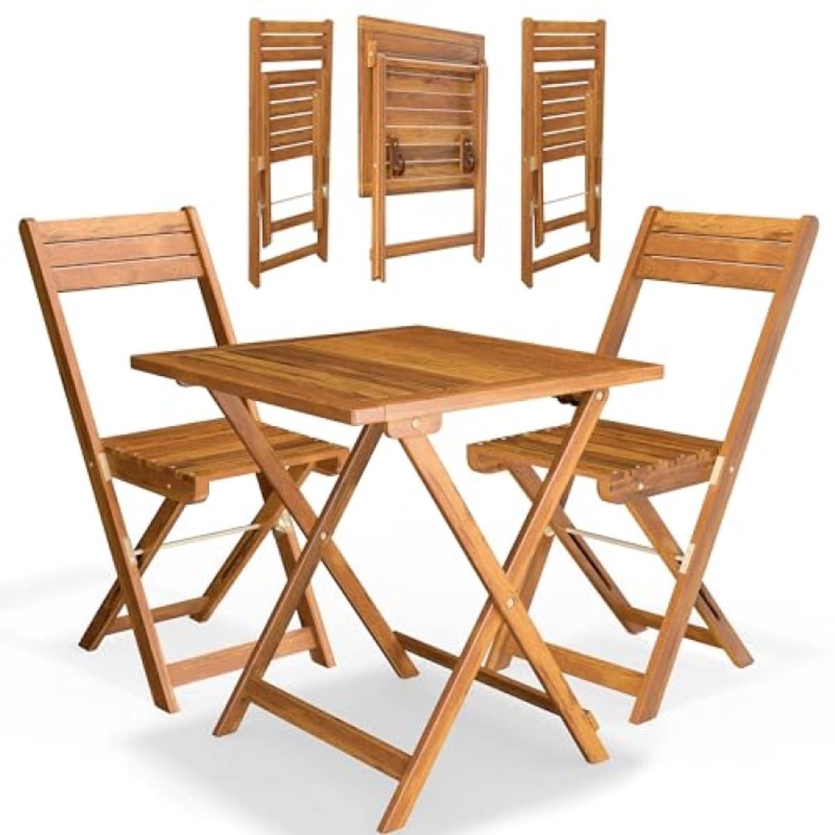 tuinmeubelset 2 personen opvouwbare acacia houten tafel en 2