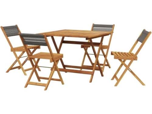 Tuinmeubelset 5-delig - Terrasmeubilair Balkonset - Buiten Eten - Massief
