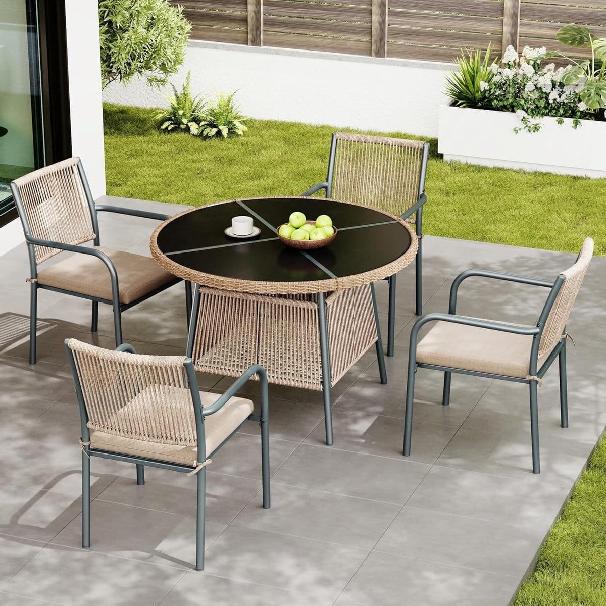 tuinmeubelset rotan buitenmeubels balkonset buiten eten ronde