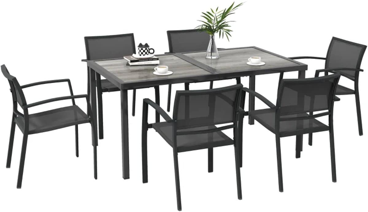 tuinset 7 delige zitgroep met 1 tuintafel & 6