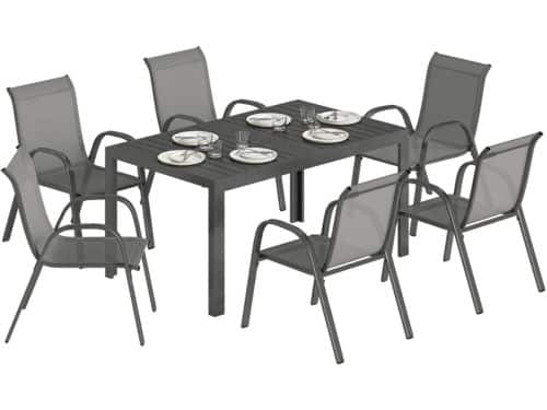 Tuinset - 7-delige Zitgroep - met 1 Tuintafel & 6