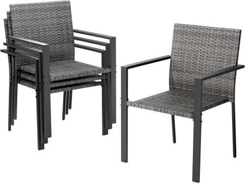 Tuinstoelen stapelbaar - Polyrotan stoelen - Buiten zitten - Weerbestendig