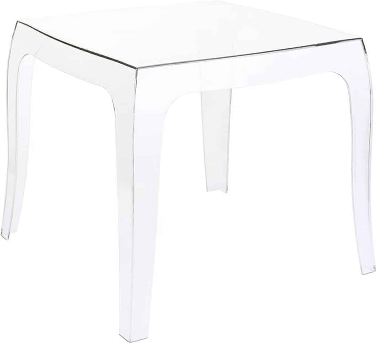 tuintafel transparant vierkant bijzettafel kunststof terras