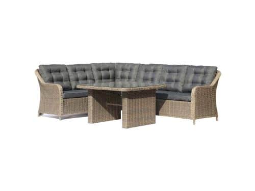 Vermont dining loungeset 6 personen | wicker | Ash Grey | 3-delig - 267x206cm