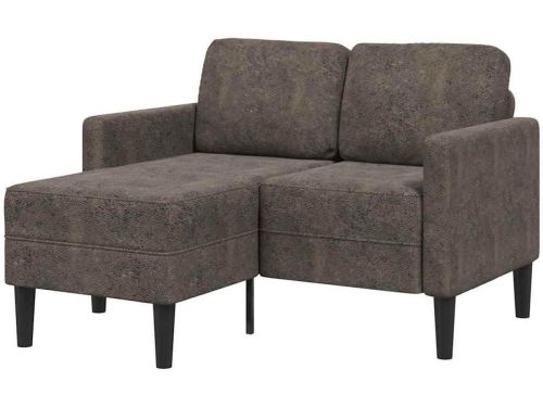vidaXL 2-zitsbank met chaise longue, L-vormig, donkergrijs, 125 cm, kunstleer