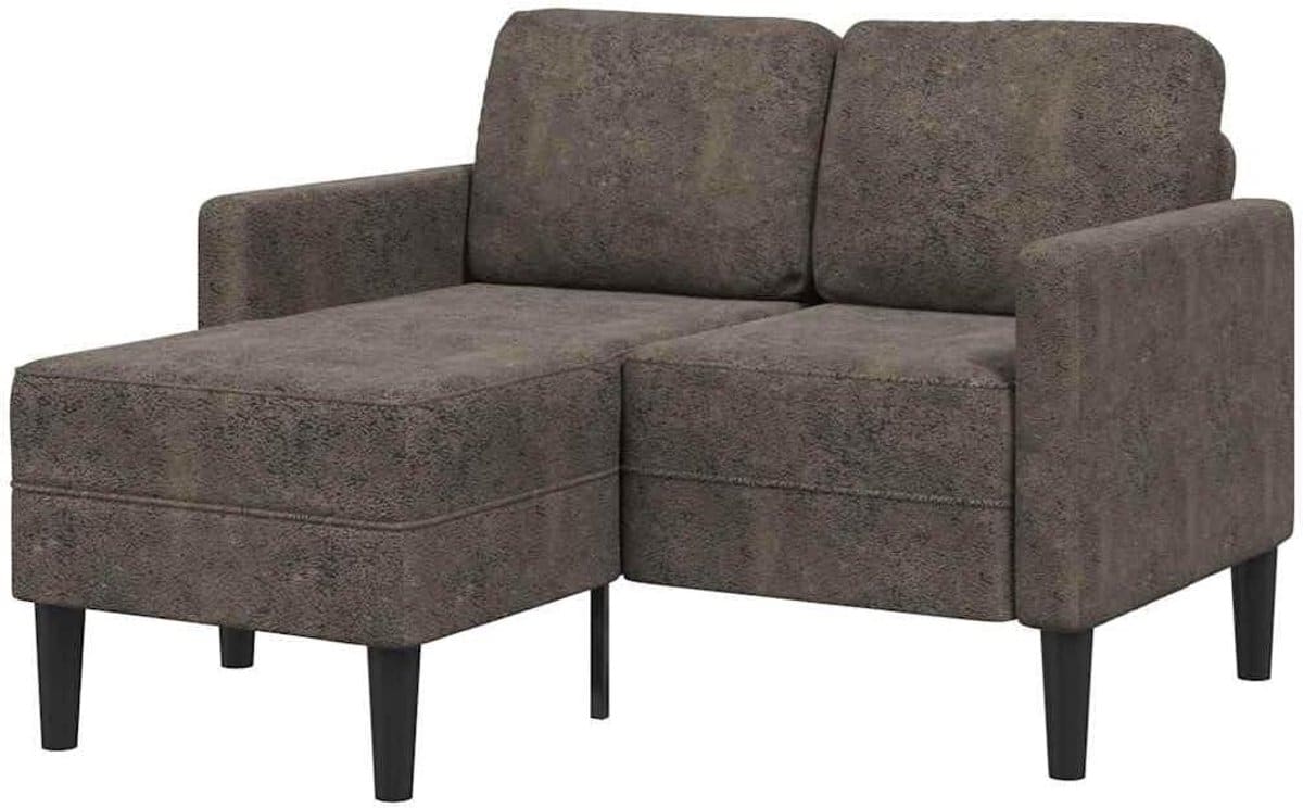 vidaxl 2 zitsbank met chaise longue, l vormig, donkergrijs, 125 cm, kunstleer