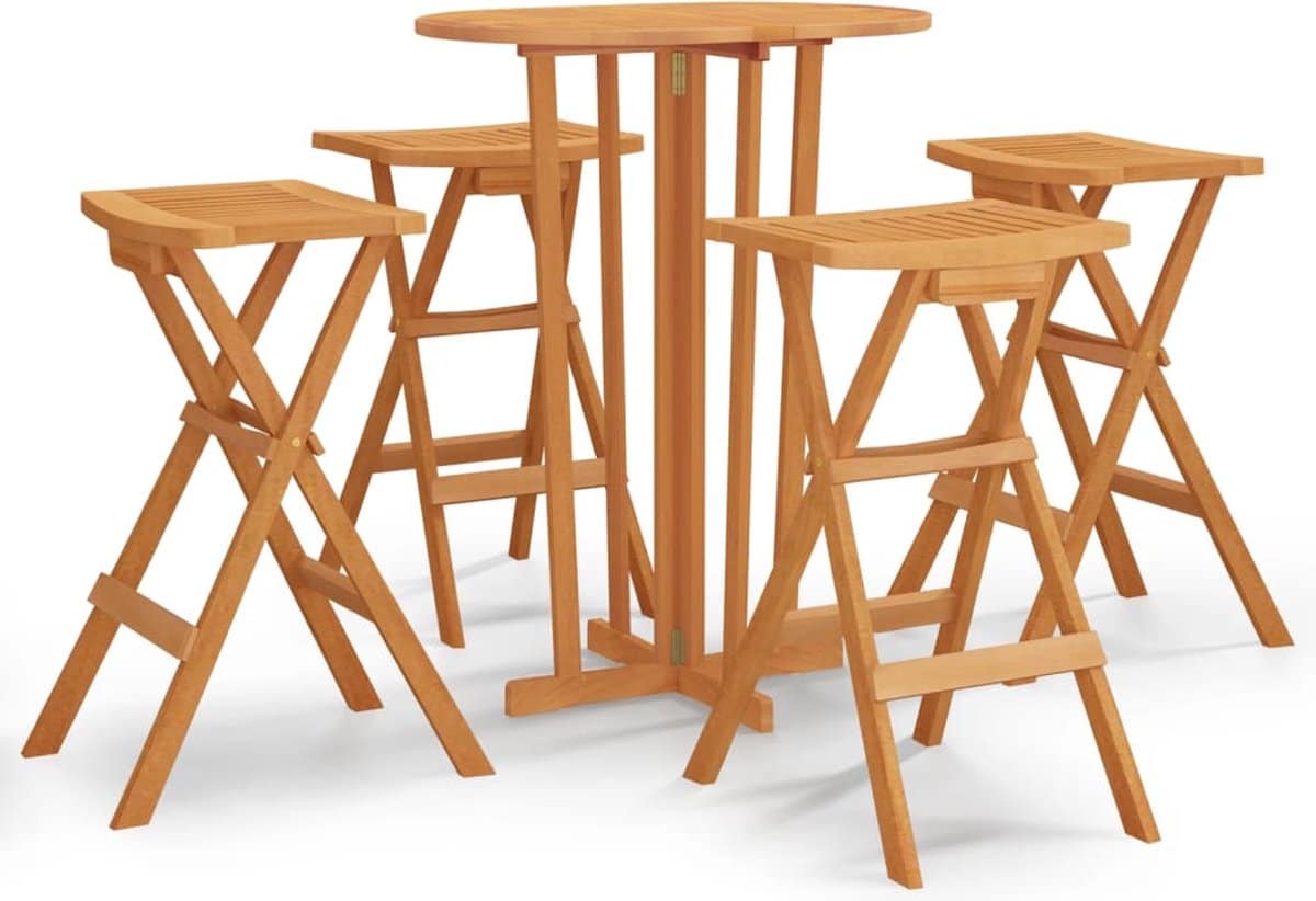 vidaxl 5 delige barset inklapbaar massief