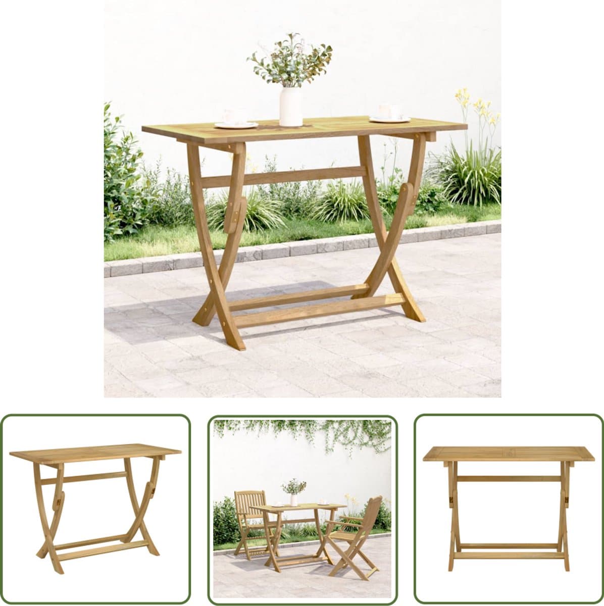 vidaxl acacia hout tuintafel tuintafel inklapbaar 110x55x75 cm