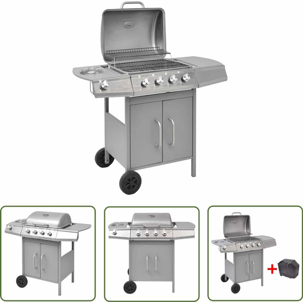 vidaxl bbq gasbarbecue gasbarbecue 4+1 kookzone zilver