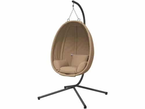 vidaXL Hangstoel met standaard rattan en staal taupe