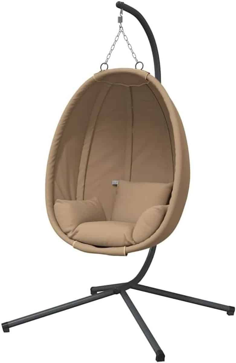 vidaxl hangstoel met standaard rattan en staal taupe